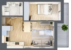 2 pokoje, mieszkanie 36,86 m², piętro 1, oferta nr E8, Ruczaj Korso III, Kraków, Dębniki, Ruczaj, ul. Doktora Jana Piltza 23