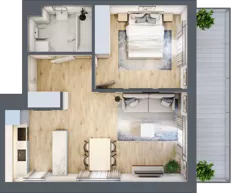 2 pokoje, mieszkanie 46,93 m², piętro 1, oferta nr E9, Ruczaj Korso III, Kraków, Dębniki, Ruczaj, ul. Doktora Jana Piltza 23