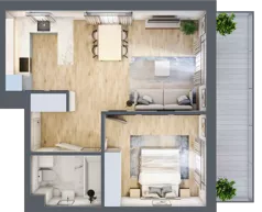 2 pokoje, mieszkanie 47,45 m², piętro 1, oferta nr E55, Ruczaj Korso III, Kraków, Dębniki, Ruczaj, ul. Doktora Jana Piltza 23