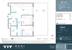 3 pokoje, apartament 60,40 m², parter, oferta nr A 1.1.2, Meri Apartamenty, Gdańsk, Stogi, ul. Nowotna
