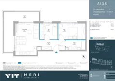 3 pokoje, apartament 54,00 m², piętro 2, oferta nr A 1.3.6, Meri Apartamenty, Gdańsk, Stogi, ul. Nowotna