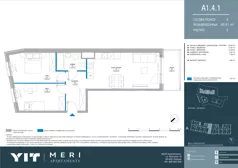 3 pokoje, apartament 62,41 m², piętro 3, oferta nr A 1.4.1, Meri Apartamenty, Gdańsk, Stogi, ul. Nowotna