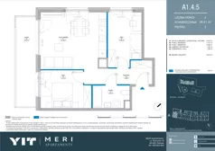 3 pokoje, apartament 56,82 m², piętro 3, oferta nr A 1.4.5, Meri Apartamenty, Gdańsk, Stogi, ul. Nowotna