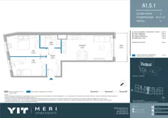 3 pokoje, apartament 62,41 m², piętro 4, oferta nr A 1.5.1, Meri Apartamenty, Gdańsk, Stogi, ul. Nowotna
