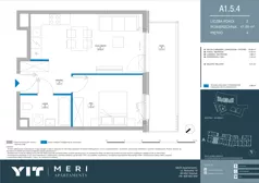 2 pokoje, apartament 41,61 m², piętro 4, oferta nr A 1.5.4, Meri Apartamenty, Gdańsk, Stogi, ul. Nowotna