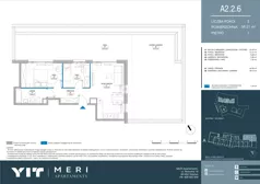 3 pokoje, apartament 56,11 m², piętro 1, oferta nr A 2.2.6, Meri Apartamenty, Gdańsk, Stogi, ul. Nowotna