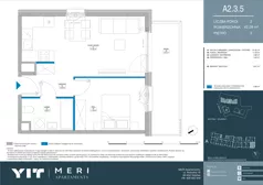 2 pokoje, apartament 42,19 m², piętro 2, oferta nr A 2.3.5, Meri Apartamenty, Gdańsk, Stogi, ul. Nowotna