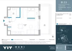 1 pokój, apartament 33,84 m², piętro 1, oferta nr B 1.2.5, Meri Apartamenty, Gdańsk, Stogi, ul. Nowotna
