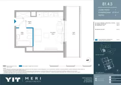 1 pokój, apartament 25,27 m², piętro 3, oferta nr B 1.4.3, Meri Apartamenty, Gdańsk, Stogi, ul. Nowotna