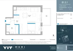 1 pokój, apartament 33,11 m², piętro 4, oferta nr B 1.5.1, Meri Apartamenty, Gdańsk, Stogi, ul. Nowotna