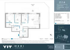 4 pokoje, apartament 78,22 m², parter, oferta nr C 1.1.4, Meri Apartamenty, Gdańsk, Stogi, ul. Nowotna
