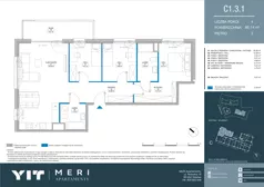4 pokoje, apartament 86,01 m², piętro 2, oferta nr C 1.3.1, Meri Apartamenty, Gdańsk, Stogi, ul. Nowotna