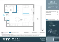 1 pokój, apartament 34,21 m², piętro 4, oferta nr C 1.5.3, Meri Apartamenty, Gdańsk, Stogi, ul. Nowotna