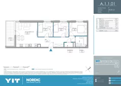 4 pokoje, mieszkanie 69,09 m², piętro 1, oferta nr A 1.1.01, Nordic Powstańców Śląskich, Warszawa, Bemowo, Bemowo-Lotnisko, ul. Powstańców Śląskich