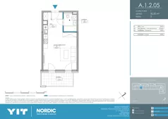 1 pokój, mieszkanie 30,30 m², piętro 2, oferta nr A 1.2.05, Nordic Powstańców Śląskich, Warszawa, Bemowo, Bemowo-Lotnisko, ul. Powstańców Śląskich