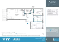 4 pokoje, mieszkanie 72,41 m², piętro 2, oferta nr A 2.2.01, Nordic Powstańców Śląskich, Warszawa, Bemowo, Bemowo-Lotnisko, ul. Powstańców Śląskich