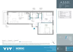 3 pokoje, mieszkanie 66,80 m², piętro 5, oferta nr A 3.5.01, Nordic Powstańców Śląskich, Warszawa, Bemowo, Bemowo-Lotnisko, ul. Powstańców Śląskich