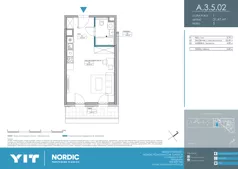 1 pokój, mieszkanie 31,47 m², piętro 5, oferta nr A 3.5.02, Nordic Powstańców Śląskich, Warszawa, Bemowo, Bemowo-Lotnisko, ul. Powstańców Śląskich