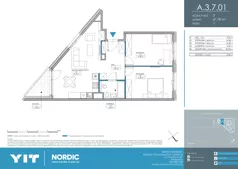 3 pokoje, mieszkanie 67,78 m², piętro 7, oferta nr A 3.7.01, Nordic Powstańców Śląskich, Warszawa, Bemowo, Bemowo-Lotnisko, ul. Powstańców Śląskich