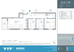4 pokoje, mieszkanie 77,77 m², piętro 1, oferta nr A 4.1.04, Nordic Powstańców Śląskich, Warszawa, Bemowo, Bemowo-Lotnisko, ul. Powstańców Śląskich