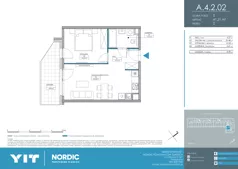 2 pokoje, mieszkanie 41,21 m², piętro 2, oferta nr A 4.2.02, Nordic Powstańców Śląskich, Warszawa, Bemowo, Bemowo-Lotnisko, ul. Powstańców Śląskich