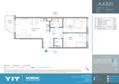 3 pokoje, mieszkanie 68,50 m², piętro 3, oferta nr A 4.3.01, Nordic Powstańców Śląskich, Warszawa, Bemowo, Bemowo-Lotnisko, ul. Powstańców Śląskich