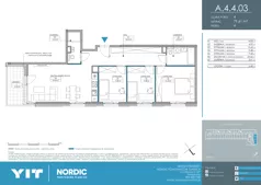 4 pokoje, mieszkanie 79,61 m², piętro 4, oferta nr A 4.4.03, Nordic Powstańców Śląskich, Warszawa, Bemowo, Bemowo-Lotnisko, ul. Powstańców Śląskich