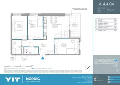 4 pokoje, mieszkanie 71,56 m², piętro 4, oferta nr A 4.4.04, Nordic Powstańców Śląskich, Warszawa, Bemowo, Bemowo-Lotnisko, ul. Powstańców Śląskich