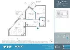 3 pokoje, mieszkanie 60,33 m², piętro 5, oferta nr A 4.5.02, Nordic Powstańców Śląskich, Warszawa, Bemowo, Bemowo-Lotnisko, ul. Powstańców Śląskich