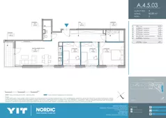 4 pokoje, mieszkanie 80,89 m², piętro 5, oferta nr A 4.5.03, Nordic Powstańców Śląskich, Warszawa, Bemowo, Bemowo-Lotnisko, ul. Powstańców Śląskich