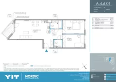 3 pokoje, mieszkanie 71,94 m², piętro 6, oferta nr A 4.6.01, Nordic Powstańców Śląskich, Warszawa, Bemowo, Bemowo-Lotnisko, ul. Powstańców Śląskich