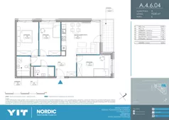 4 pokoje, mieszkanie 73,00 m², piętro 6, oferta nr A 4.6.04, Nordic Powstańców Śląskich, Warszawa, Bemowo, Bemowo-Lotnisko, ul. Powstańców Śląskich
