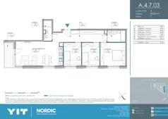 4 pokoje, mieszkanie 80,89 m², piętro 7, oferta nr A 4.7.03, Nordic Powstańców Śląskich, Warszawa, Bemowo, Bemowo-Lotnisko, ul. Powstańców Śląskich