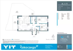 3 pokoje, mieszkanie 67,15 m², piętro 1, oferta nr A 1.11, Rakoczego 17, Gdańsk, Piecki-Migowo, Piecki, ul. Rakoczego