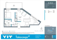 2 pokoje, mieszkanie 43,54 m², piętro 10, oferta nr A 10.3, Rakoczego 17, Gdańsk, Piecki-Migowo, Piecki, ul. Rakoczego