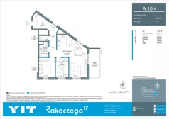 3 pokoje, mieszkanie 65,56 m², piętro 10, oferta nr A 10.4, Rakoczego 17, Gdańsk, Piecki-Migowo, Piecki, ul. Rakoczego