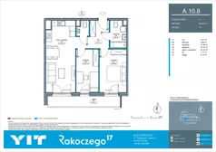 3 pokoje, mieszkanie 58,92 m², piętro 10, oferta nr A 10.8, Rakoczego 17, Gdańsk, Piecki-Migowo, Piecki, ul. Rakoczego