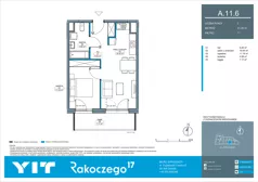 2 pokoje, mieszkanie 41,06 m², piętro 11, oferta nr A 11.6, Rakoczego 17, Gdańsk, Piecki-Migowo, Piecki, ul. Rakoczego