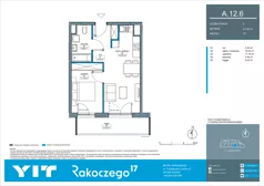 2 pokoje, mieszkanie 41,06 m², piętro 12, oferta nr A 12.6, Rakoczego 17, Gdańsk, Piecki-Migowo, Piecki, ul. Rakoczego