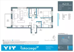 3 pokoje, mieszkanie 67,25 m², piętro 2, oferta nr A 2.13, Rakoczego 17, Gdańsk, Piecki-Migowo, Piecki, ul. Rakoczego
