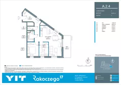 3 pokoje, mieszkanie 64,97 m², piętro 2, oferta nr A 2.4, Rakoczego 17, Gdańsk, Piecki-Migowo, Piecki, ul. Rakoczego
