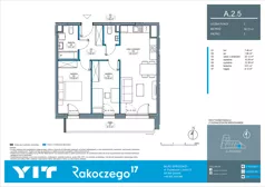 3 pokoje, mieszkanie 58,72 m², piętro 2, oferta nr A 2.5, Rakoczego 17, Gdańsk, Piecki-Migowo, Piecki, ul. Rakoczego
