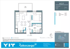 1 pokój, mieszkanie 33,45 m², piętro 3, oferta nr A 3.1, Rakoczego 17, Gdańsk, Piecki-Migowo, Piecki, ul. Rakoczego
