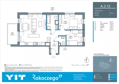 3 pokoje, mieszkanie 67,25 m², piętro 3, oferta nr A 3.12, Rakoczego 17, Gdańsk, Piecki-Migowo, Piecki, ul. Rakoczego