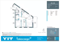 3 pokoje, mieszkanie 64,97 m², piętro 3, oferta nr A 3.4, Rakoczego 17, Gdańsk, Piecki-Migowo, Piecki, ul. Rakoczego