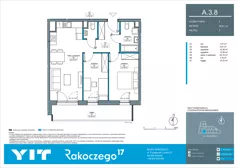 3 pokoje, mieszkanie 58,61 m², piętro 3, oferta nr A 3.8, Rakoczego 17, Gdańsk, Piecki-Migowo, Piecki, ul. Rakoczego