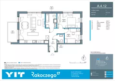 3 pokoje, mieszkanie 67,74 m², piętro 4, oferta nr A 4.12, Rakoczego 17, Gdańsk, Piecki-Migowo, Piecki, ul. Rakoczego