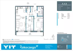 3 pokoje, mieszkanie 58,92 m², piętro 4, oferta nr A 4.8, Rakoczego 17, Gdańsk, Piecki-Migowo, Piecki, ul. Rakoczego