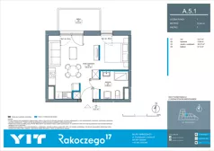 1 pokój, mieszkanie 33,64 m², piętro 5, oferta nr A 5.1, Rakoczego 17, Gdańsk, Piecki-Migowo, Piecki, ul. Rakoczego