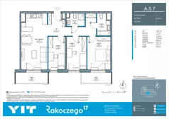 4 pokoje, mieszkanie 82,32 m², piętro 5, oferta nr A 5.7, Rakoczego 17, Gdańsk, Piecki-Migowo, Piecki, ul. Rakoczego